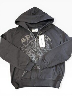 Sp5der "OG Web" V2 Black Zip Up Hoodie